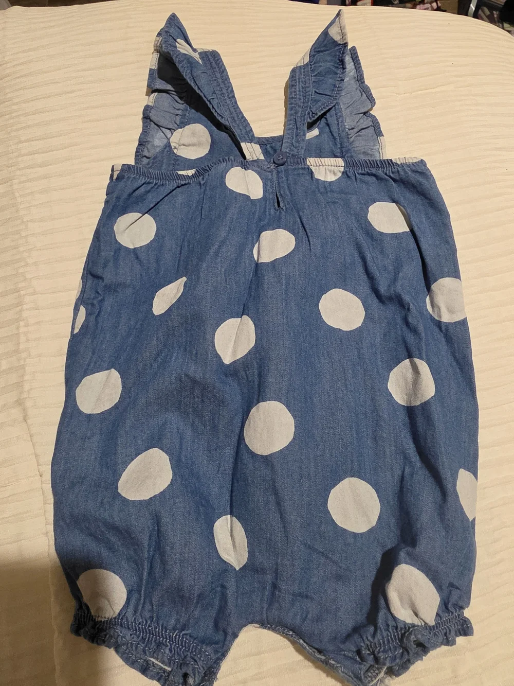 Carter's Blue Polka Dot Ruffle-Strap Romper Size 6m